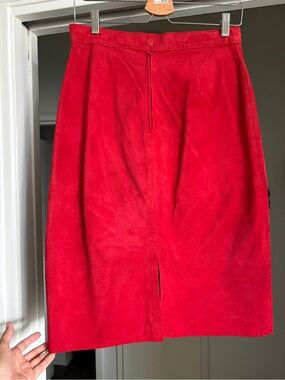 Dana Brooke Red 100% Suede Skirt